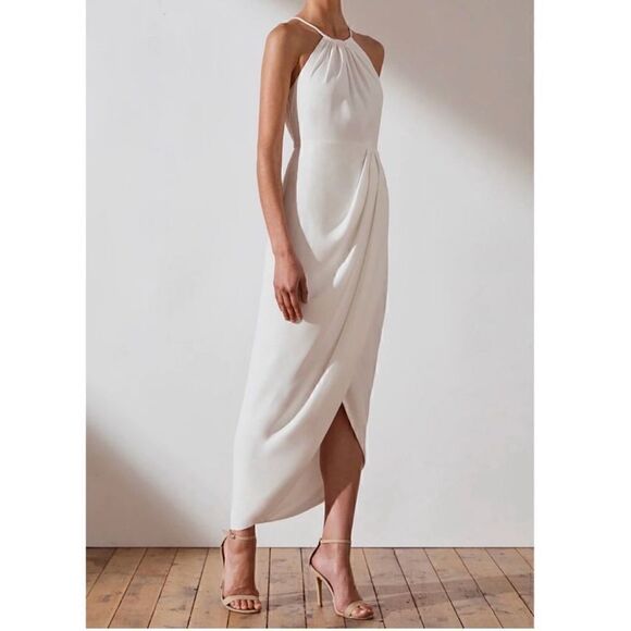 NWOT Shona Joy Core High Neck Ruched Dress - Picture 2 of 7